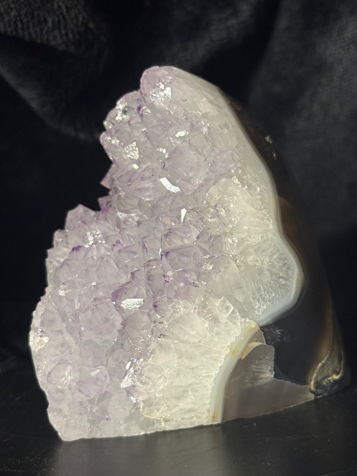 Snowy Amethyst Cluster with Polished Back / 522g