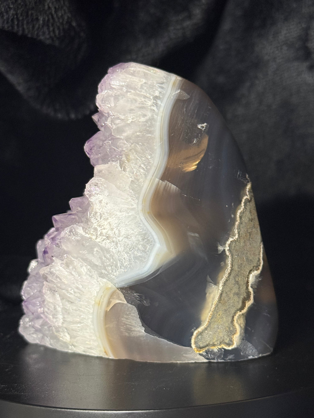 Snowy Amethyst Cluster with Polished Back / 522g