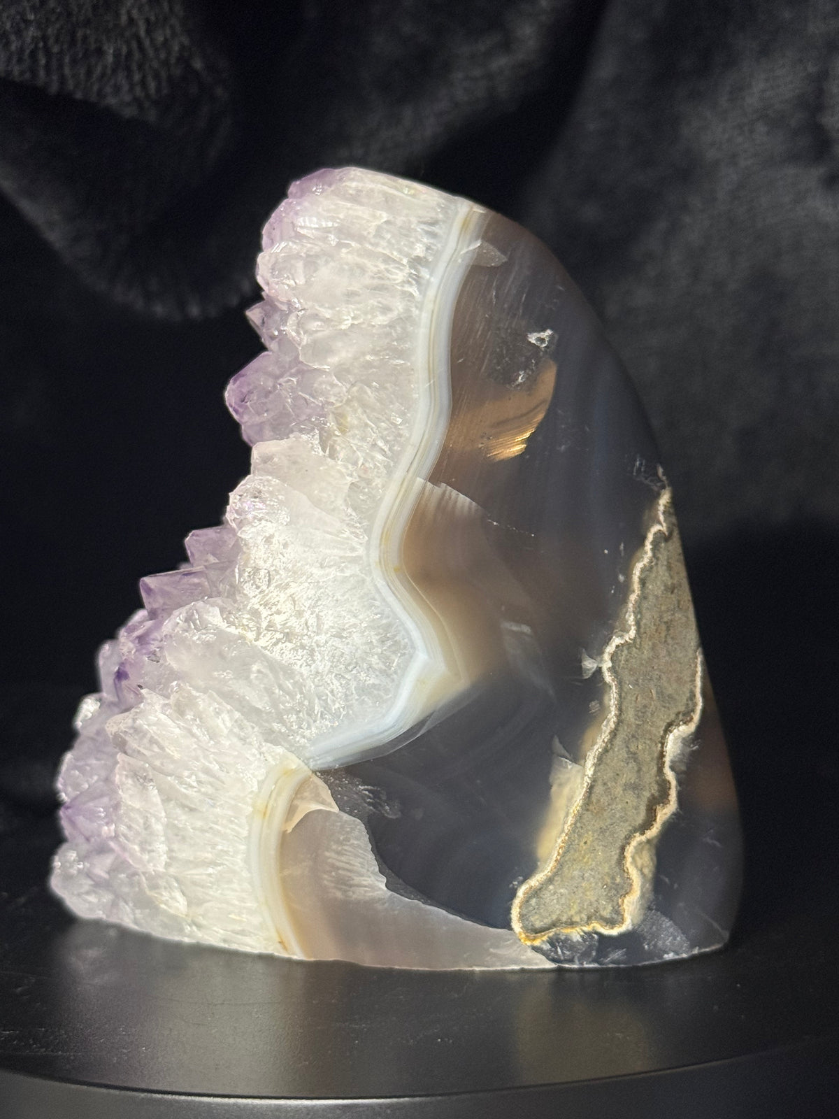 Snowy Amethyst Cluster with Polished Back / 522g