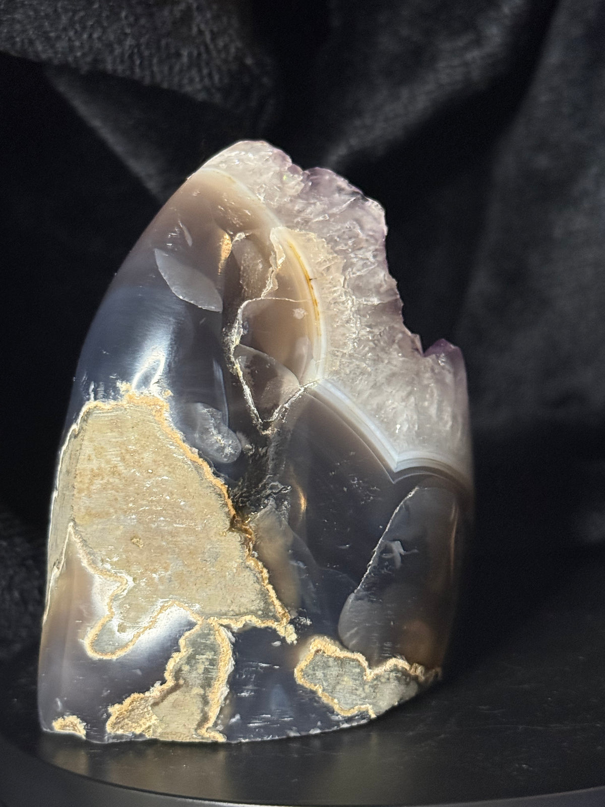 Snowy Amethyst Cluster with Polished Back / 522g