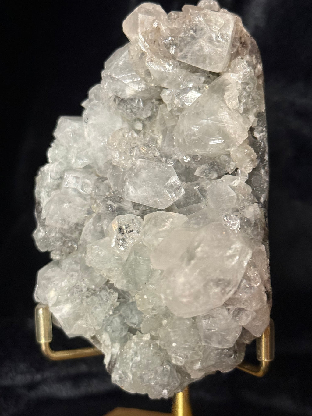 Apophyllite Geode on Gold Stand / 357g