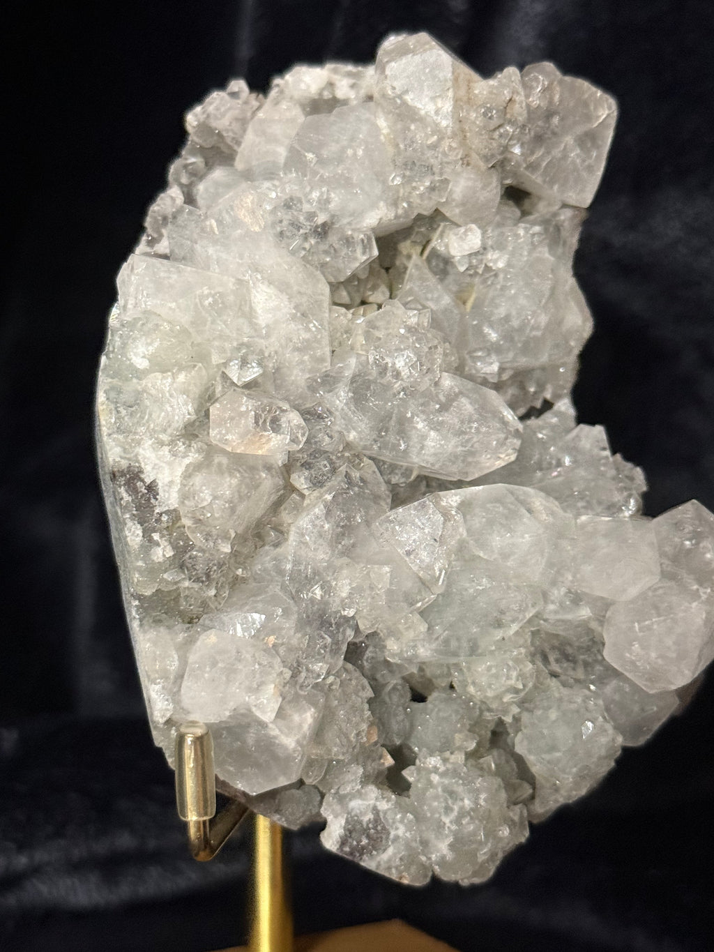 Apophyllite Geode on Gold Stand / 357g