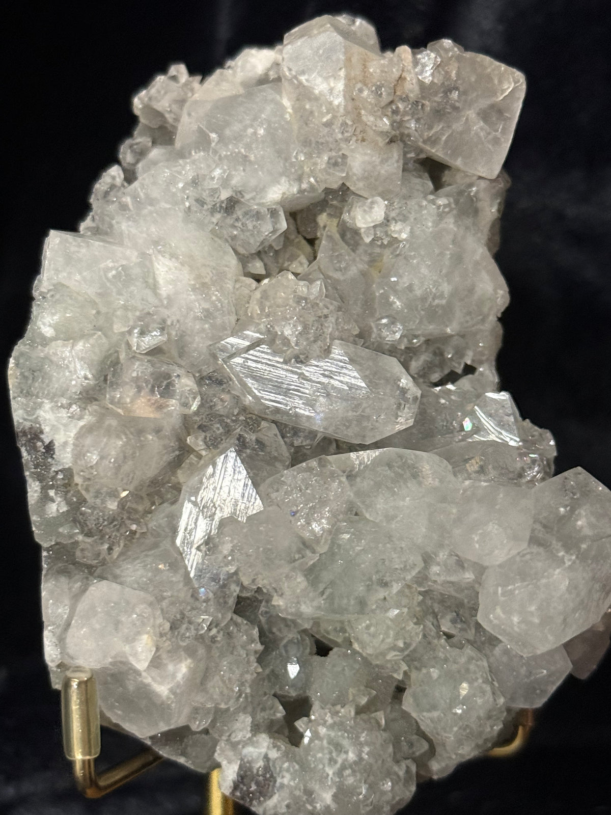 Apophyllite Geode on Gold Stand / 357g