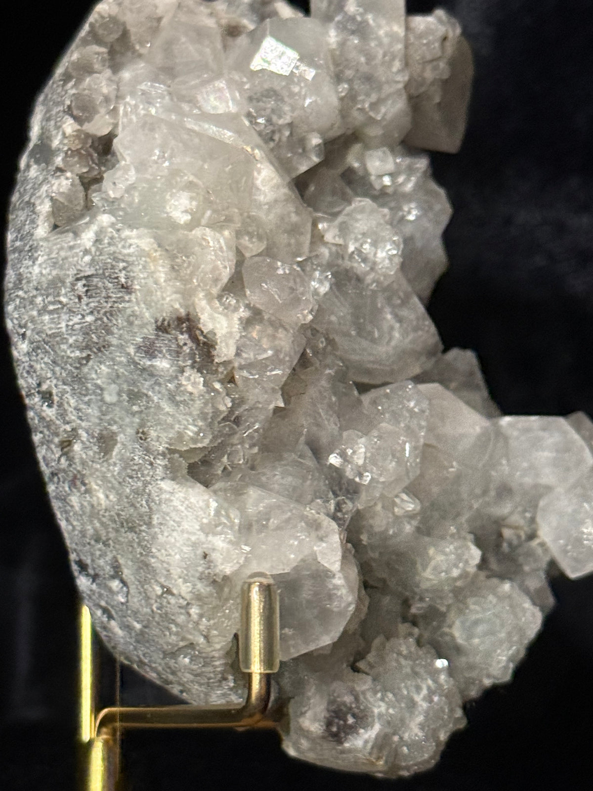 Apophyllite Geode on Gold Stand / 357g