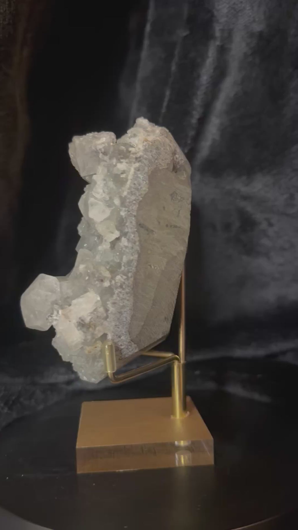 Apophyllite Geode on Gold Stand / 357g